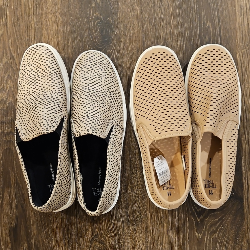 Pair of Slip-On Perforated Tan Sneakers